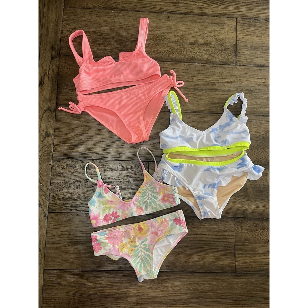 Girls Size 4/5 Swim Lot 6 Items Swimwear 3 Bikini Bathing Suits  Bundle